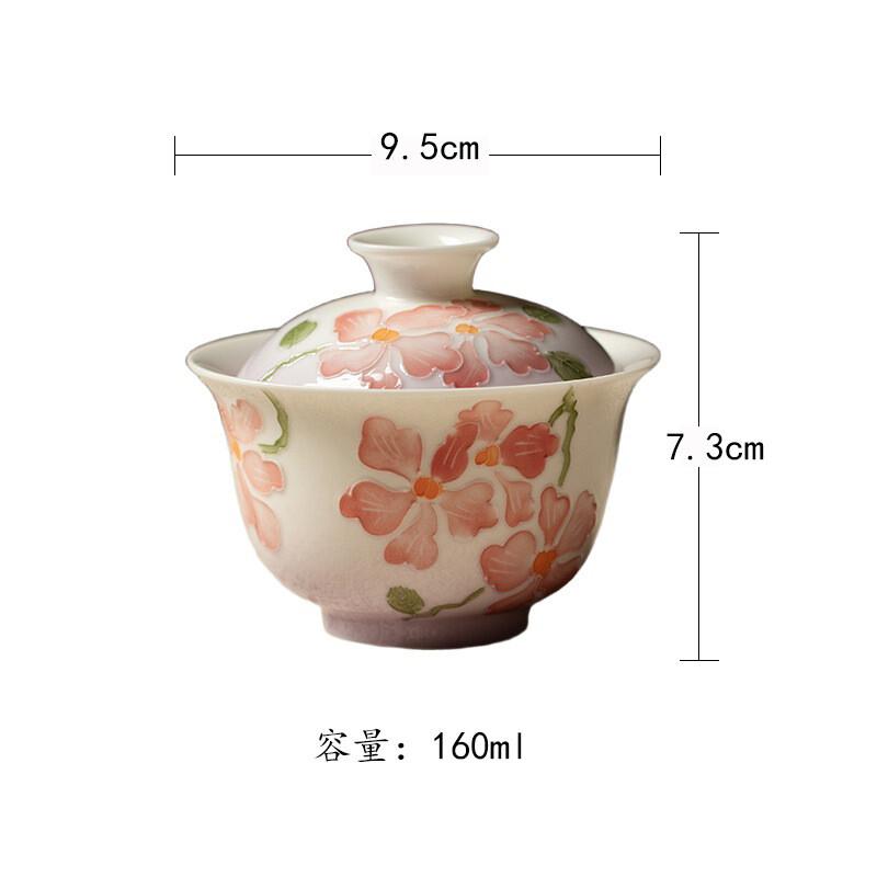 

150ml Arita Ware Hand-painted phalaenopsis Gaiwan Zen Tea Tureen Tea Bowl With Lid Kit Tea Maker Cover Bowl Cafes Collection