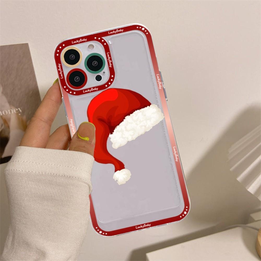 Christmas Cartoon New Year Gift Phone Case For iPhone 16 15 14 13 12 11 Pro Max XS X XR Mini Protective Cover