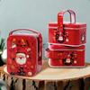 1 Pcs Christmas Gift Box With Handle Tinplate Candy Cookie Packaging Box Containers Kids  Year Gift Decor Xmas Party Supplies