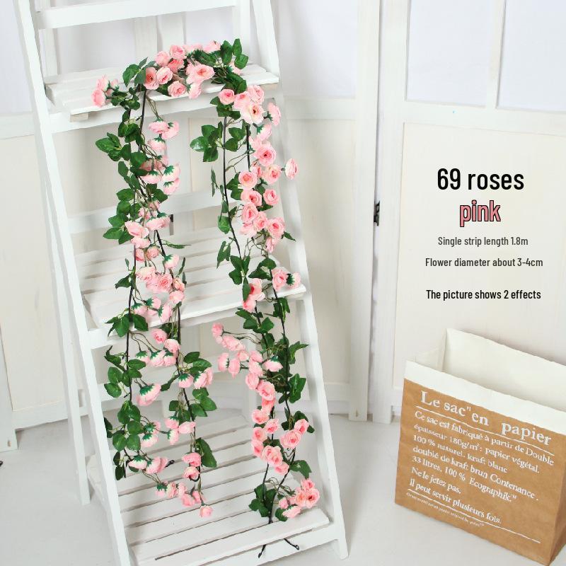 Artificial Rose Flower Vine for Indoor Decoration: Ceiling Hanging & Living Room Decor