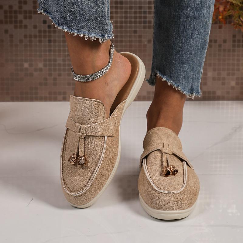 Women's Spring New Women's Wrap Head Half Drawback Wearing One Pedal Muller Lazy Shoes Casual Half Drawback