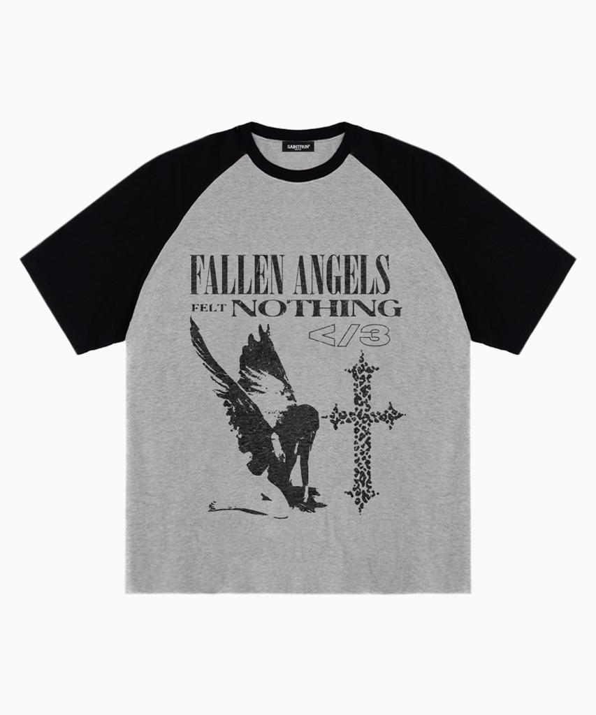 SAINTPAIN Sp Fallen Angels Heavyweight Raglan Short Sleeve Tee Melange Grey