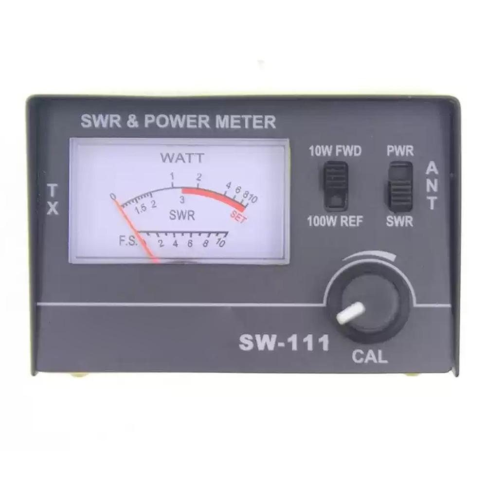 SW111 VSWR and Power Meter 100W for CB Radio Antennas Analog Meter with 10W and 100W Power Switches and Rear Mounted Connectors