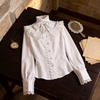 Camicia Gotica Vittoriana da Donna in Tessuto di Lino con Design Arricciato per Cosplay e Spettacoli Teatrali