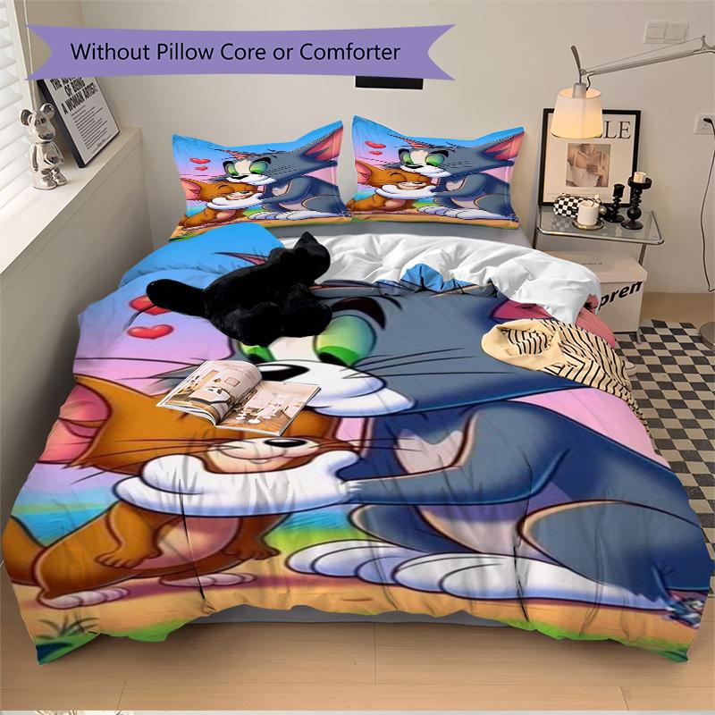Tom Jerry Hug Print 3Pcs Bedding Setduvet Cover With 2 Bedropillowcase Home Birthday Gift