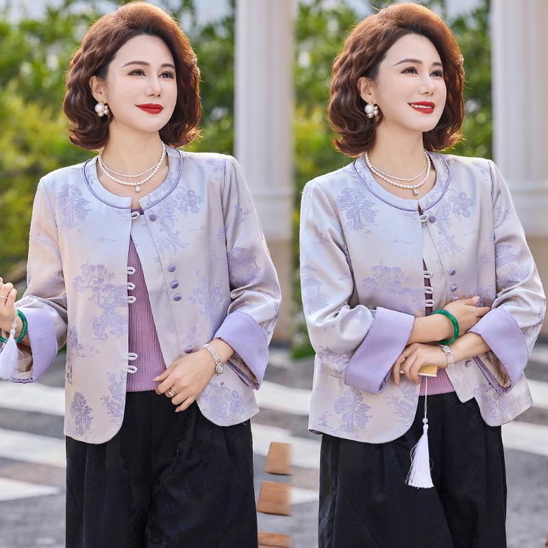 2026 Spring/Autumn Women's Embroidered Jacquard Jacket: New Chinese Style, Round Neck, Fashionable Casual High-End Trend