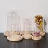 Home Decor Vases Glass Flower Display Cloche Bell Jar Glass Bottle with Wooden Base Dust Cover Display Box Immortal Flower Box