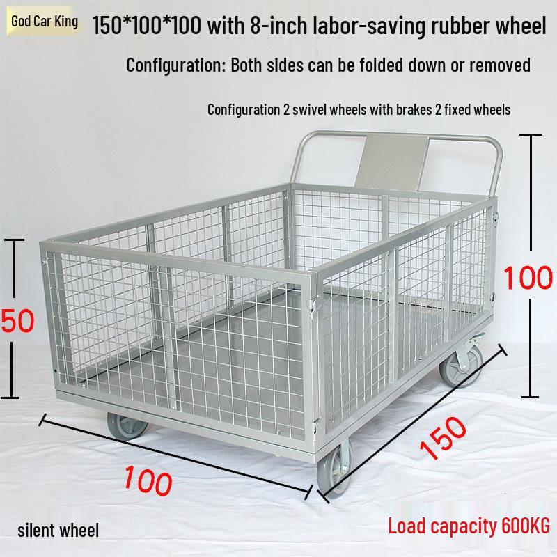 Silent Cage Trolley with Fence for Warehouse and Supermarket Logistics