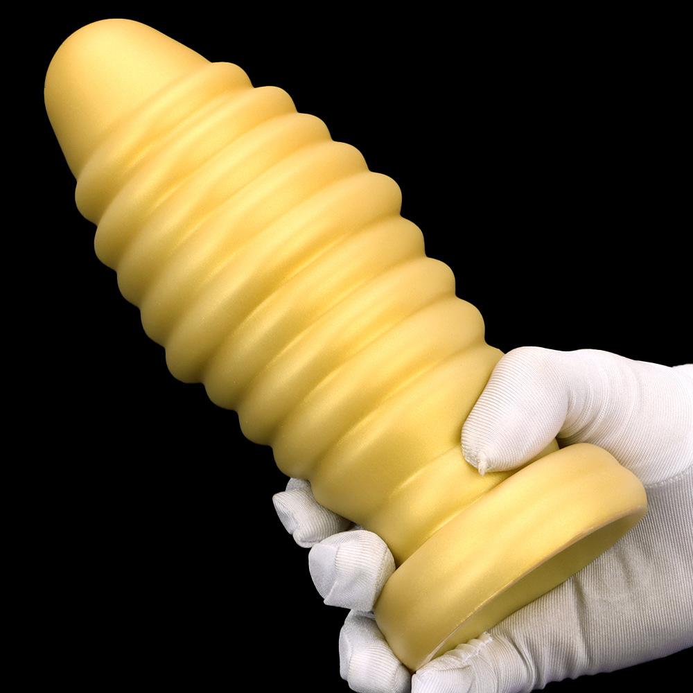 Gold Silikon Weiche Super Große Dicke Saugnapf Anal Expander Anal Plug Fisting Masturbator Großen Dildo Sex Spielzeug