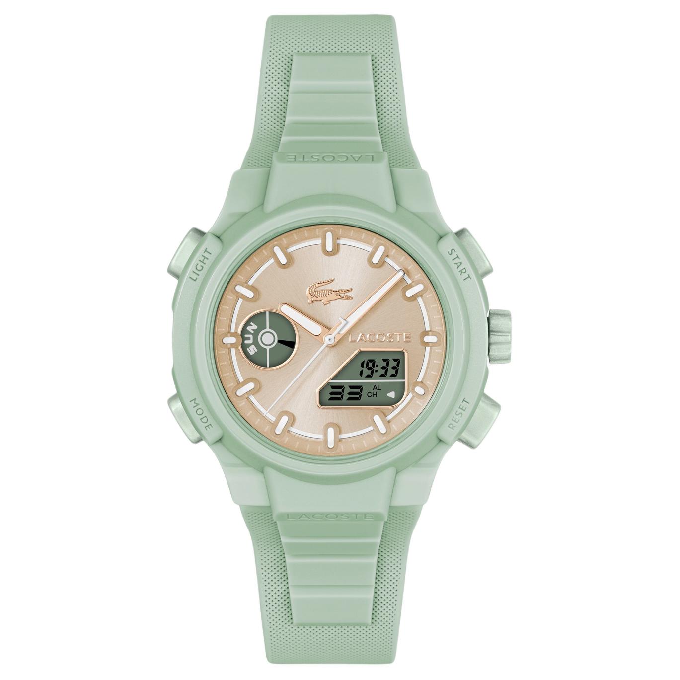 Lacoste Watch Quartz Movement Silicone Strap 40Mm Green Dial 100M Water Resistant Women watches 2001433 Green Dial
