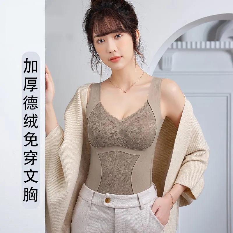 

Флисовый терможилет женское нижнее белье двухсторонний немецкий бархат бесшовный утолщенный свободный бюстгальтер, низ живота, осень и зима XL size [140-80kg]