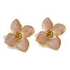 Yhpup 24*26mm Waterproof Stainless Steel Enamel Flower Stud Earrings for Women 16K Golden PVD Plated  Exquisite Jewelry Gift