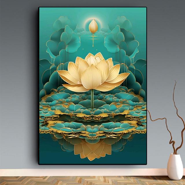 

DIY 5D Алмазная картина Цветок лотоса Картина Мозаика Искусство Алмазная вышивка Наборы для вышивки крестом Украшение дома