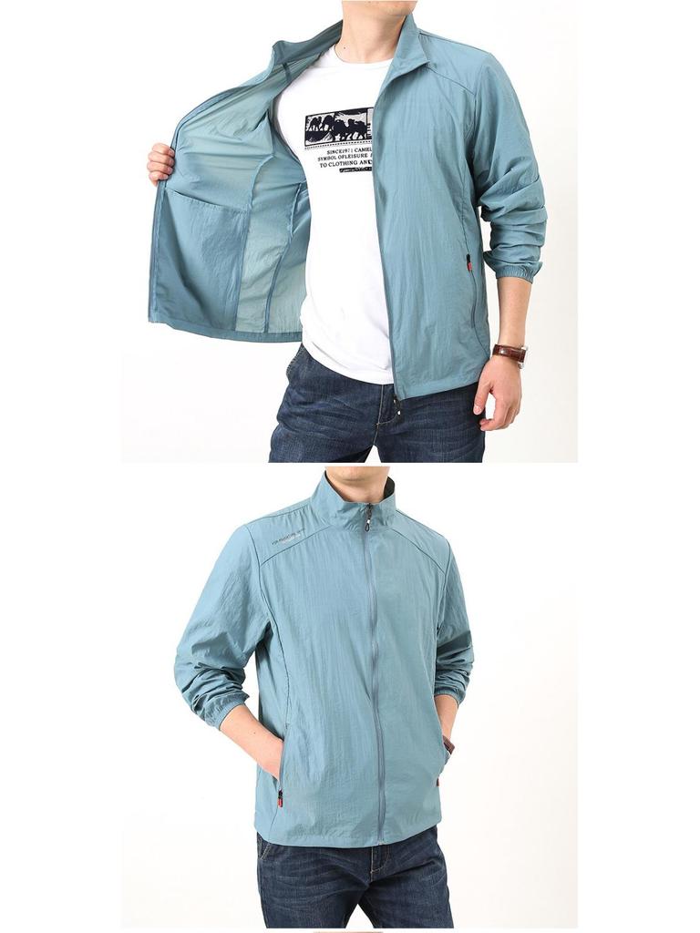 Men's Summer Sun Protection Loose Jacket - Breathable, Quick-Dry, Casual Stand-Up Collar for Outdoor Sports