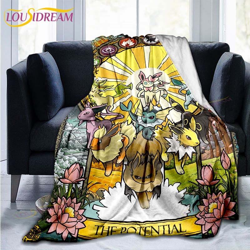 Manta decorativa con estampado de Pokémon, funda de edredón para sofá, ropa de cama de viaje, manta decorativa, manta de franela, colcha, mantas del Grinch