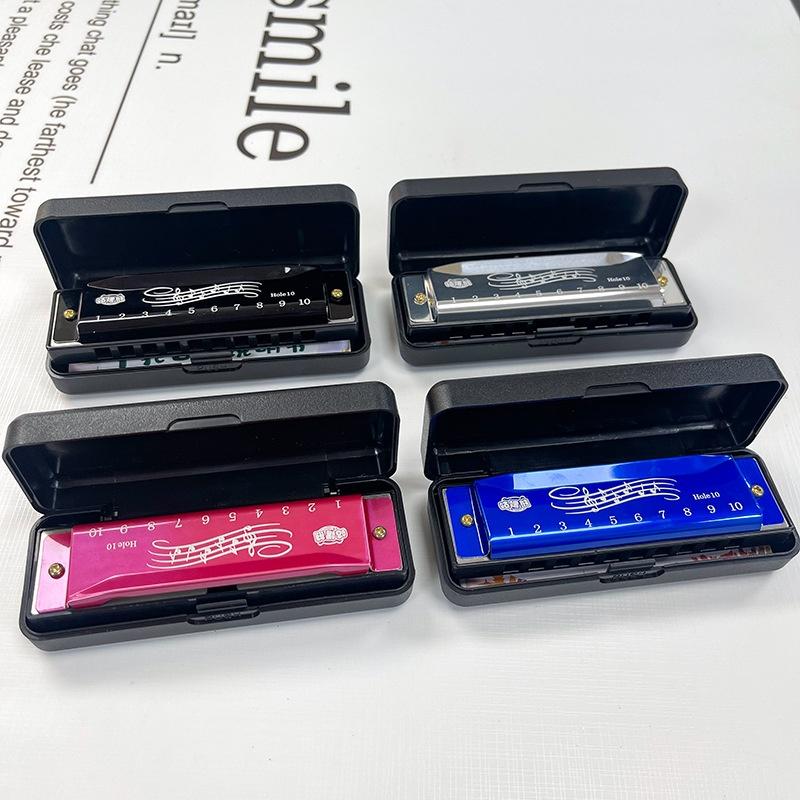 1 Stück Professionelle 10-Loch 20-Ton-Mundharmonika Farbe C-Ton Mundharmonikas Mit Etui Weihnachtsgeschenk Für Anfänger Mundharmonika