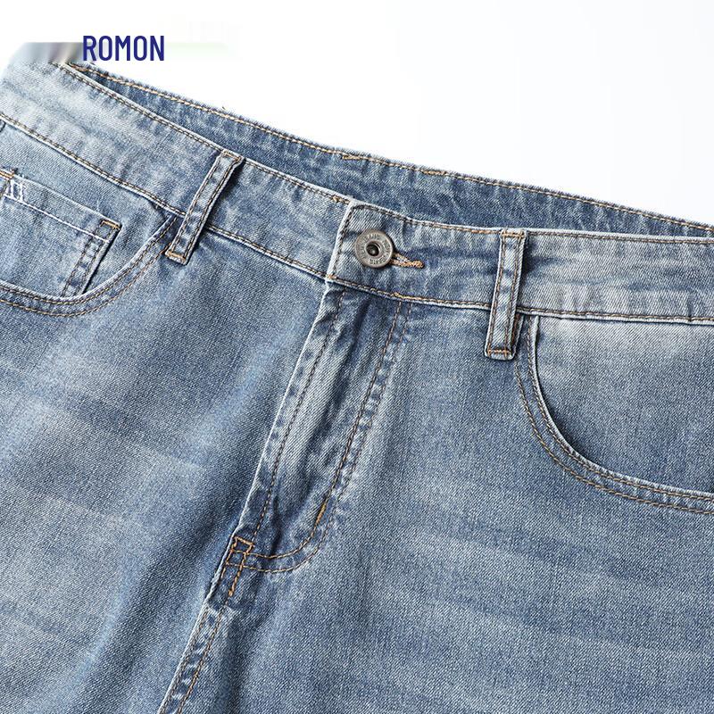 ROMON Men's 95% Combed Cotton Stretch Straight Jeans