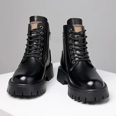 Winter dikke zool Herenlaarzen Outdoor waterdichte veters echt leer laarzen man Comfortabele warme leren schoenen