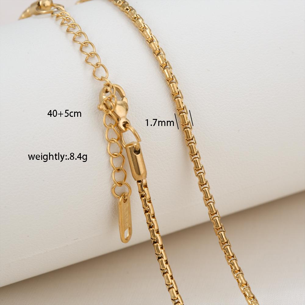 Élégant Collier Chaîne Boîte en Acier Titane Plaqué Or 18 Carats pour Femmes