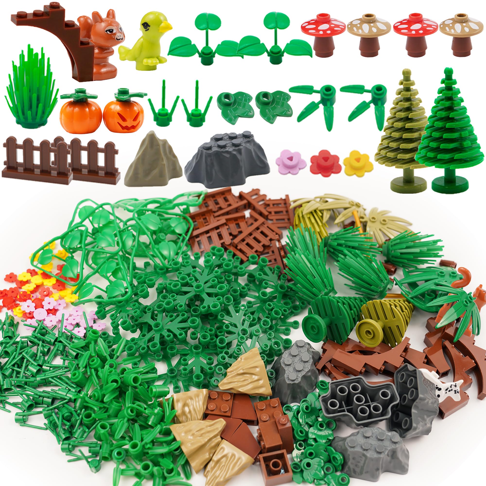 

Botanical Block Parts Set Birds Plant Accessory Toy Plate Not 206-Piece - Trees, Flowers, Grass, Leaves, Forest, Farm, Animals, - (Base Included)
