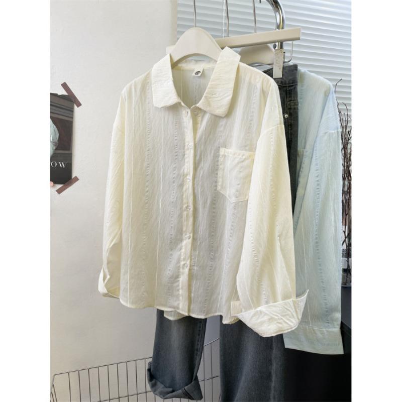 

Solid color real shot contrasting color shirt top new loose long-sleeved casual large size commuter shirt jacket XL