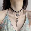 Bohemia Retro Geometry Inlay Zircon Awn Star Rhombus Water Drop Tassel Pendant Multi-layer Necklace for Women Vacation Jewelry