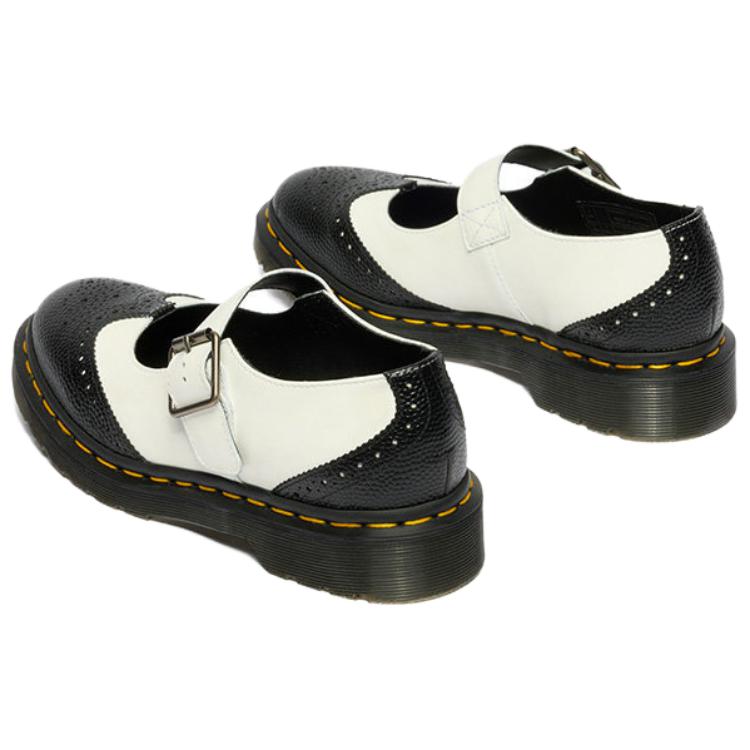 Dr. Martens Originals Simple Elegant Chunky Heel Mary Jane Shoes 3cm Women shoes Black White 42345001