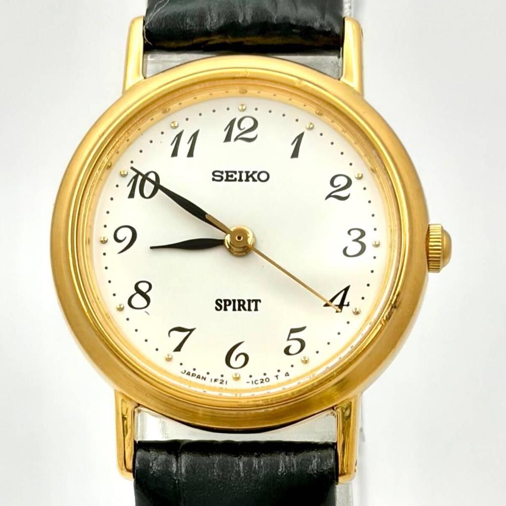 Used [New Battery] SEIKO SPIRIT Ladies Watch Gold 1F21-0H70 870991 New Belt