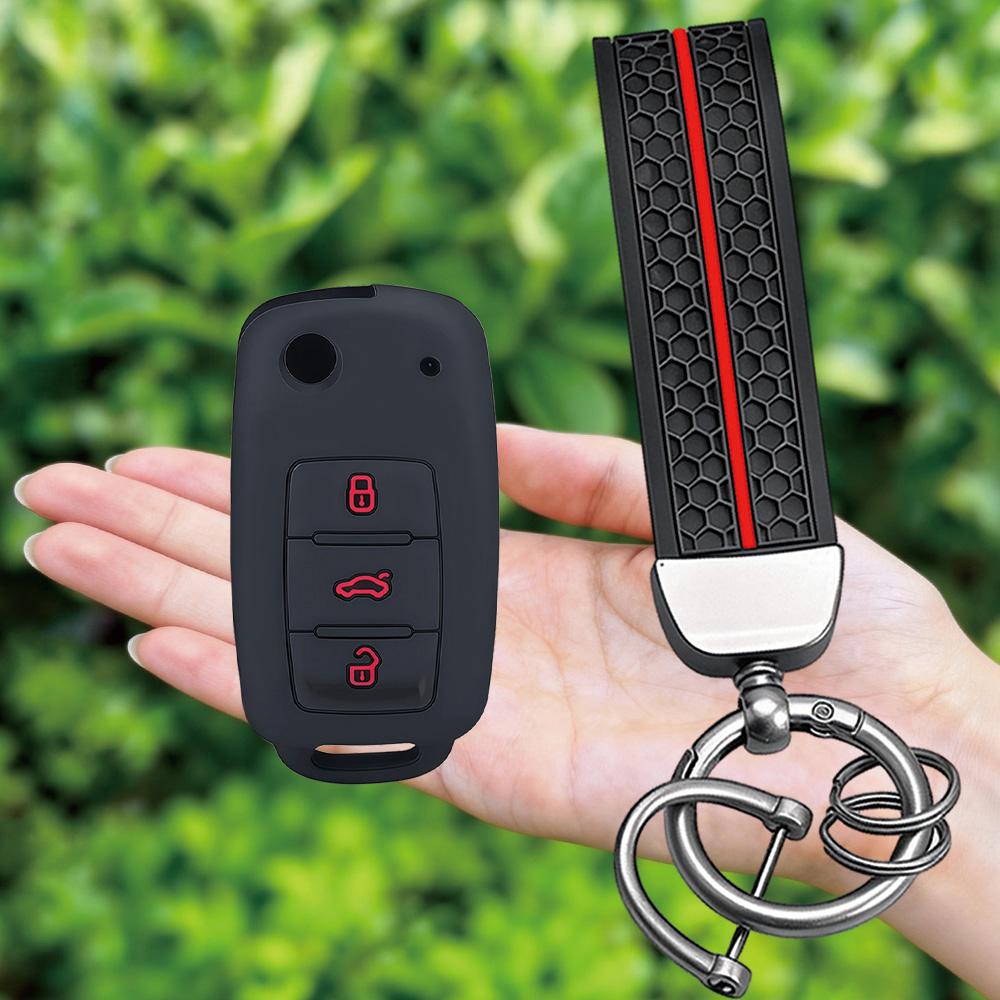 Keychain Silicone Car Key Case Cover For VW UP Polo Golf 6 Passat B5 Touran Caravelle Jetta Caddy Touareg Skoda Fabia Octavia A5