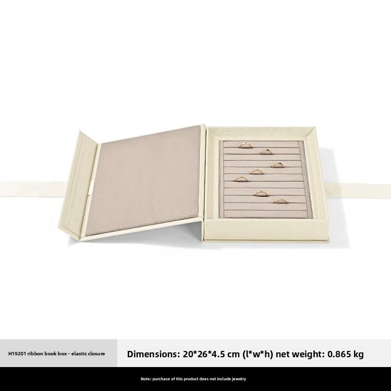 

Creative Ribbon Design Jewelry Storage Book Box, Flip Lid Ring Necklace Jewelry Display Gift Case