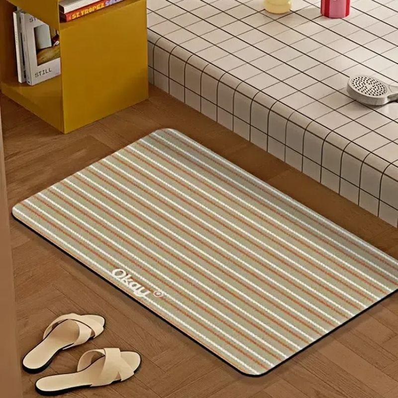 Diatom mud toilet door foot pad wooden striped bathroom absorbent floor mat toilet non-slip mat