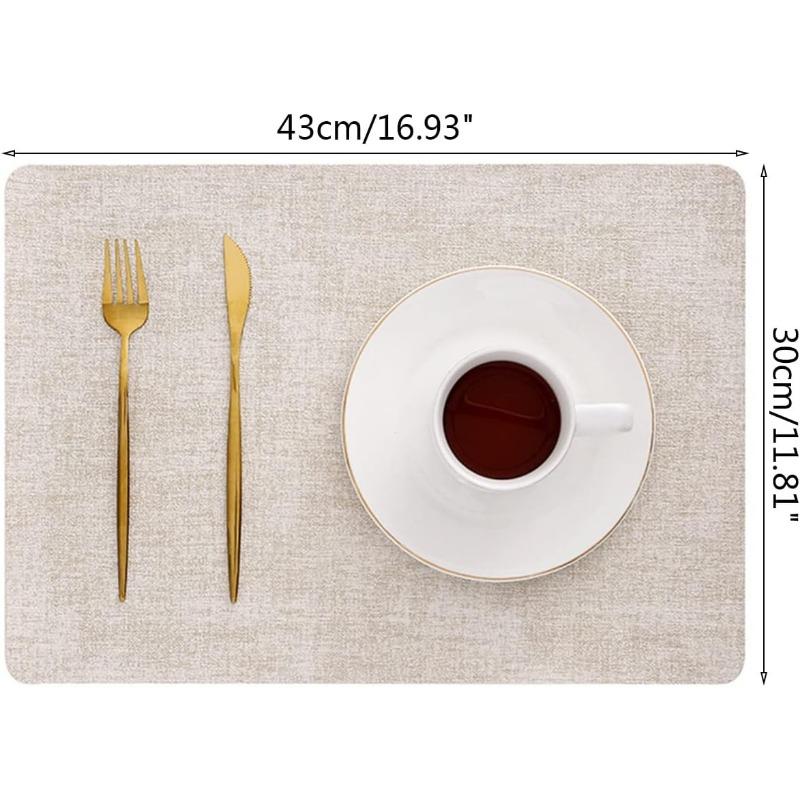Placemats, Faux Leather Table Mats Set,  Place Mats Non-slip Thermal Stain-resistant Easy To Clean Table Mat for Table,kitchens