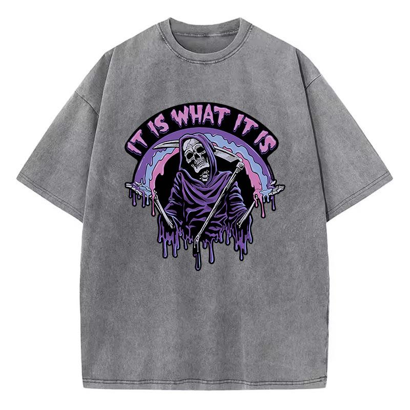 skull T Shirt retro Washed Cotton TShirt comic Graphic Tee Casual Streetwear Spring Summer tshirt funny S