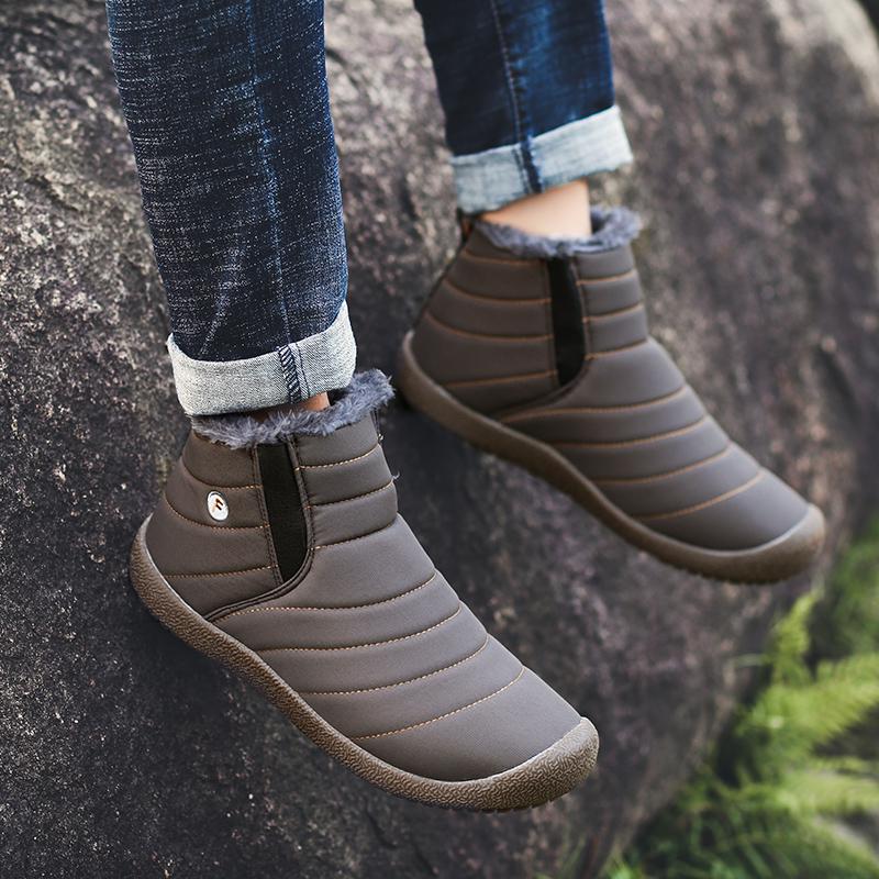 Schneestiefel für Herren und Damen, warme Wüstenstiefel mit Fell, Unisex, zum Reinschlüpfen, Outdoor-Wanderstiefel für Paare, große Größe, wasserdicht