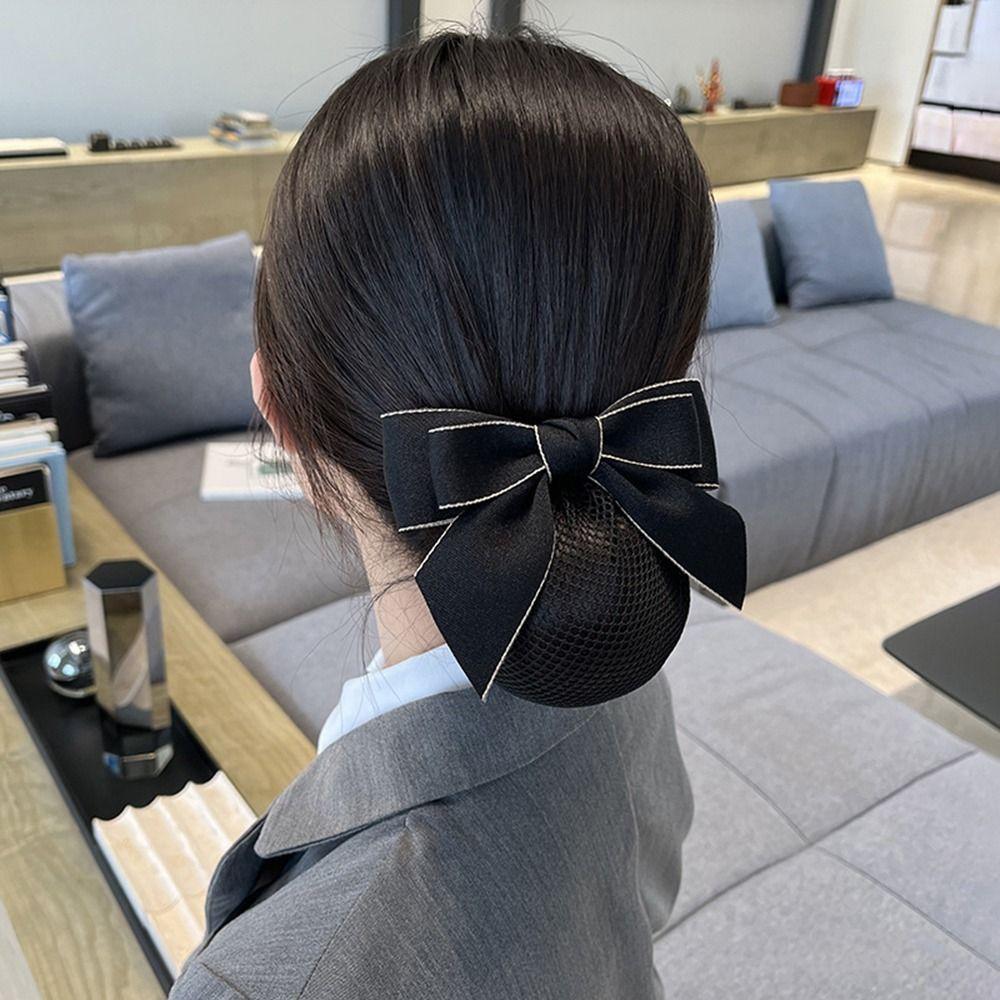 For Girls Nurse For Female Bow Spring Clip Ponytail Clip Korean Bun Snood Hairgrips Cover Net