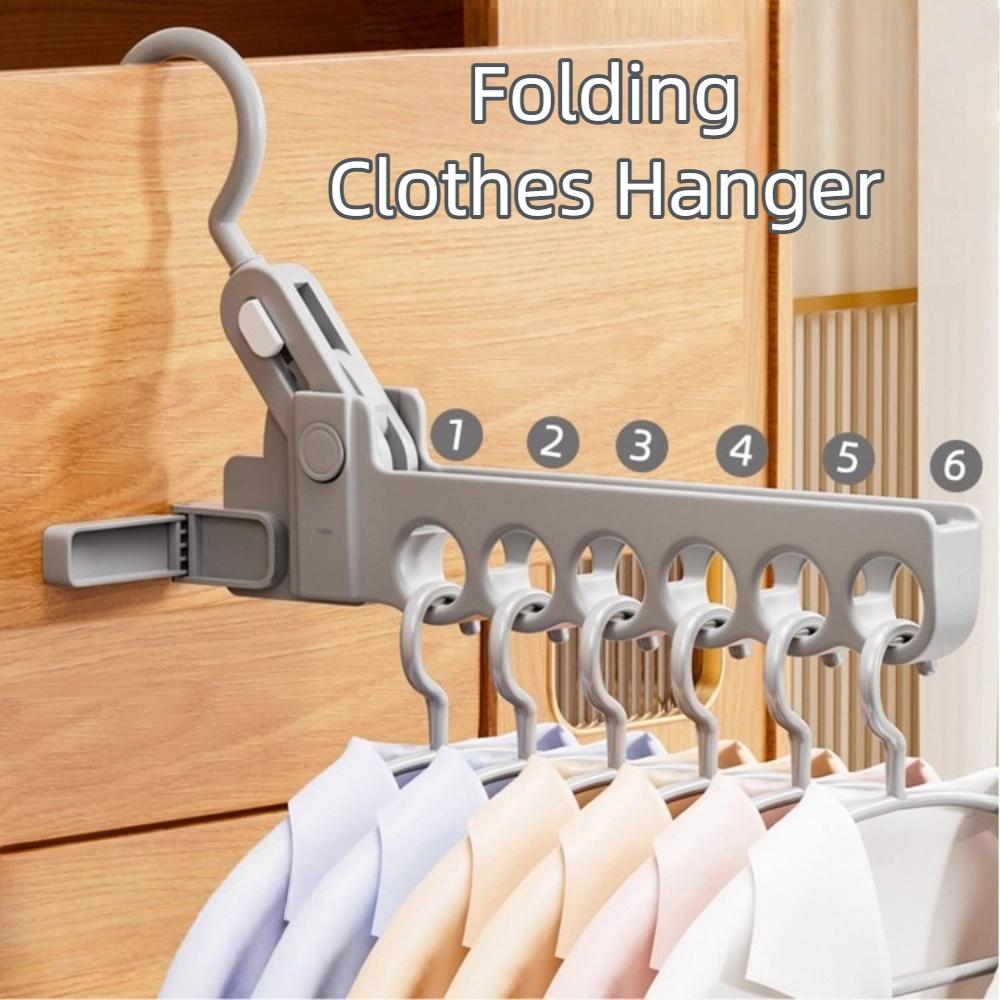 New 6 Hole Clothes Hanger Foldable Plastic Clothing Organizer Lightweight Space Saving Jacket Drying Rack for Outdoor Travel