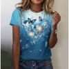 Summer Women's Printed Round Neck Loose Casual Short Sleeved Top T-Shirts Women’s