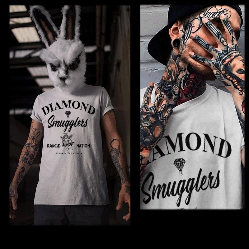 Gangster t-shirt diamond smuggle urban hip hop hustle mafia mob thug white tee 3XL