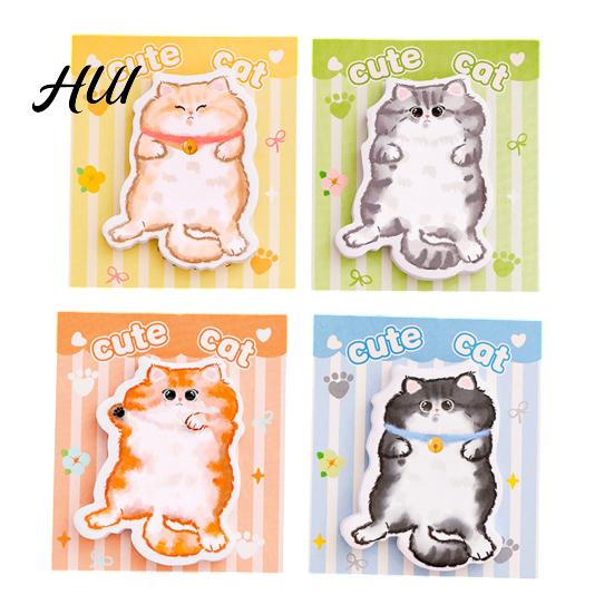 Soft Texture Notepad 4Pcs Cat-Shaped Notes Pad Set Cute Self-Adhesive Memo Pads for Color Students Office Writable Peel-off Reminders Journaling Gifts 4pcs Random Style