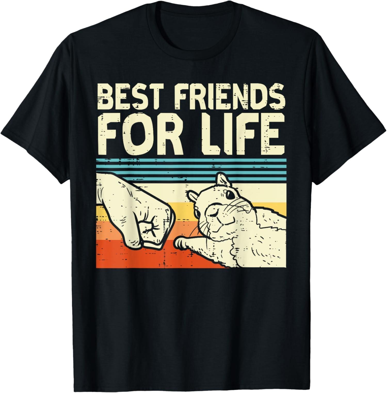 Best Friend For Life Squirrel Fist Bump Cute Retro Unisex T-Shirt S разноцветный