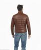 Men's Leather Handmade Puffer Jacket Brown Motorcycle Stylish Casual Soft Lambskin Biker
