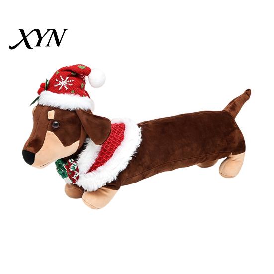 Christmas Gift for Kids Dachshund Plush Toy, Cute Dog Stuffed Animal with Santa Hat Sweater, Toy Soft Holiday Decor Ornament Home Shelf Display,