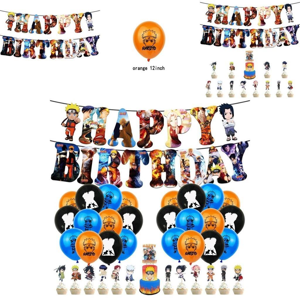 Naruto Ninja Birthday Party Supplies Decorate With Colorful Balloons Pull Flags And Cake Toppers