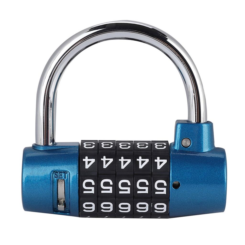 5 Digit Code Lock Padlock U shaped Suitcase Door Combination Lock Blue