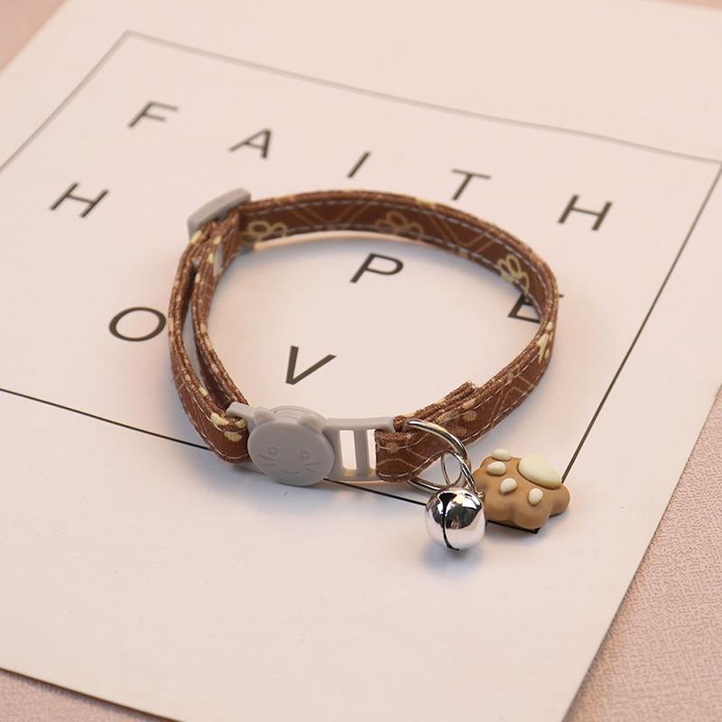 Haustierhalsband mit Glocke Cartoon Pfotenabdruck Bunt Hund Welpe Kätzchenhalsband Verstellbar Sicherheitsglocke Ring Halskette Haustierzubehör