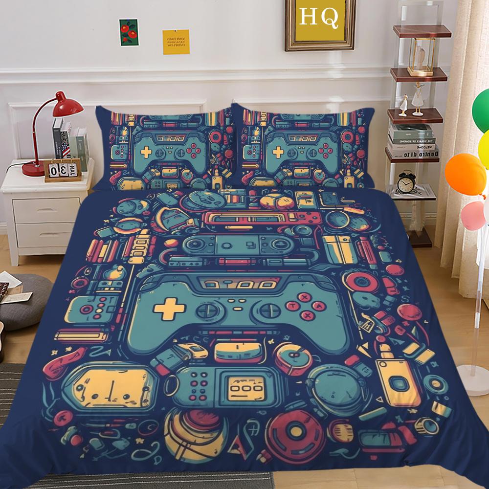 

Комплект постельного белья, чехол с игровой ручкой, пододеяльник с принтом, Высококачественное одеяло, костюм, наволочка из полиэстера, комплект постельного белья одного размера EU Single 135x200cm