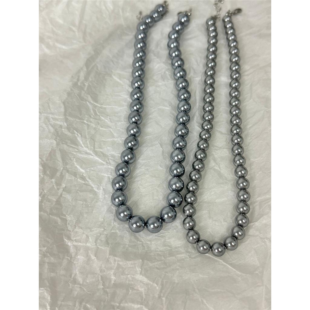 Tooxika Vintage Luksusowy Naszyjnik z Szarych Pereł Prosty Temperament Zimny Wiatr Łańcuszek na Obojczyk Damski Łańcuszek do Swetra