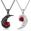 Angel Devil Necklace Rhinestone Wing Shape Couple Necklaces Love Symbolization Matching for Valentines for Couples