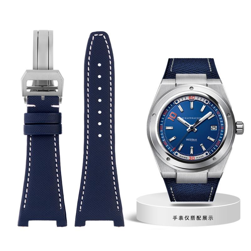 Nylonowo-skórzany pasek do zegarka IWC Engineer z wycięciem Pasek IW500501 IW378507 IW322703 Seria Czarny Sportowy płócienny pasek do zegarka