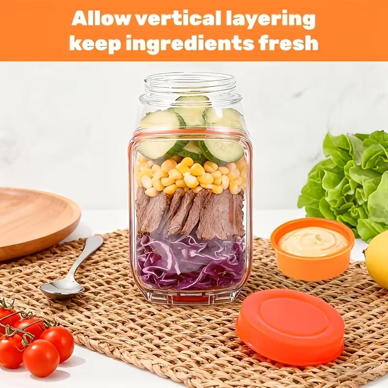 1pc can, side-opening salad making and storage tool, convenient lunch container with seasoning box, suitable for office and trav